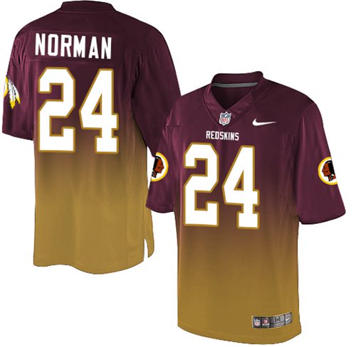 Nike Redskins #24 Josh Norman Burgundy Red/Gold Men's Stitched NFL Elite Fadeaway Fashion Jersey